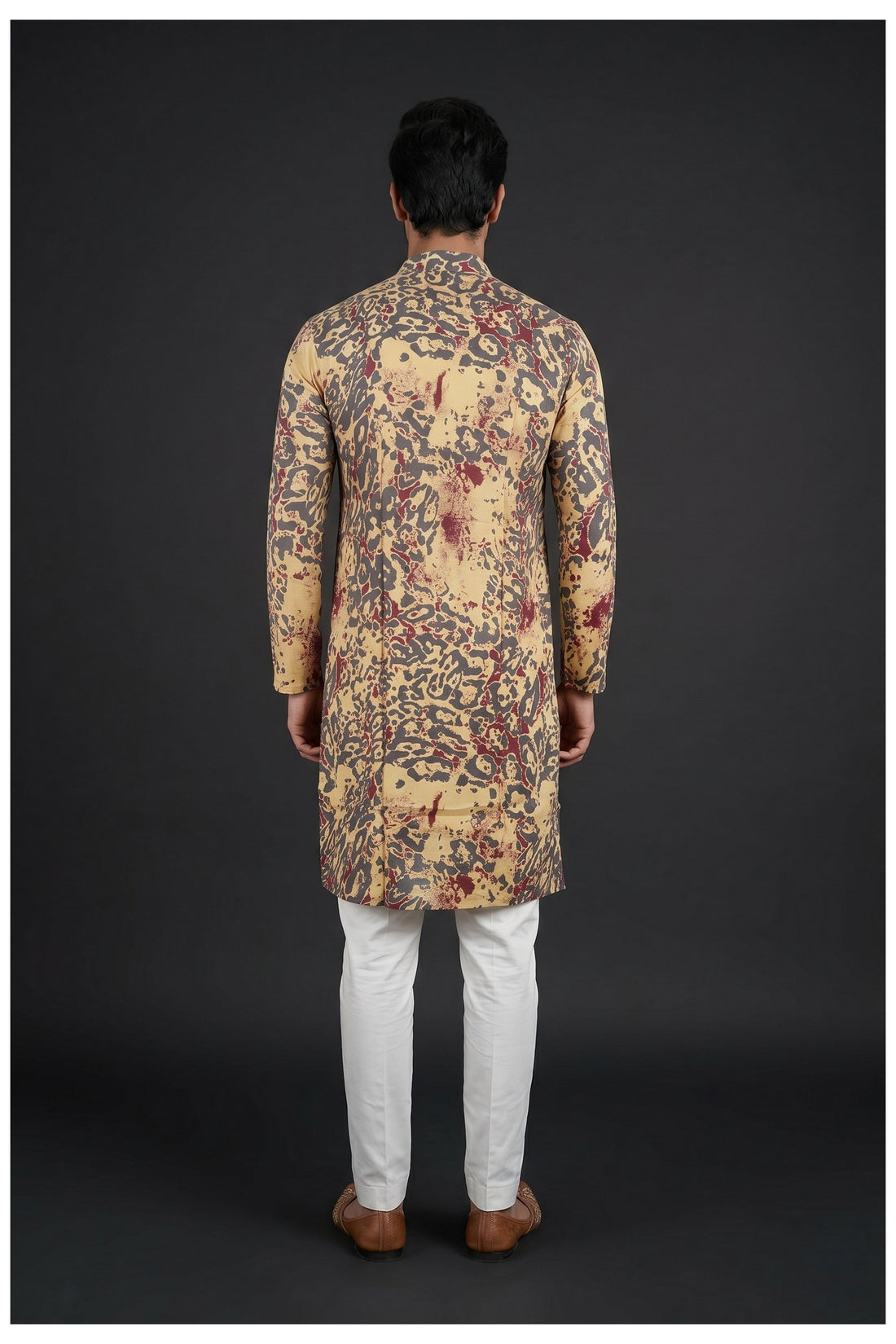 Light Mustard Printed Men'S Kurta