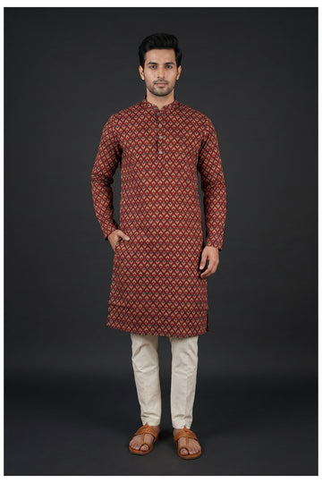 Maroon Ethnic Motif Printed Kurta
