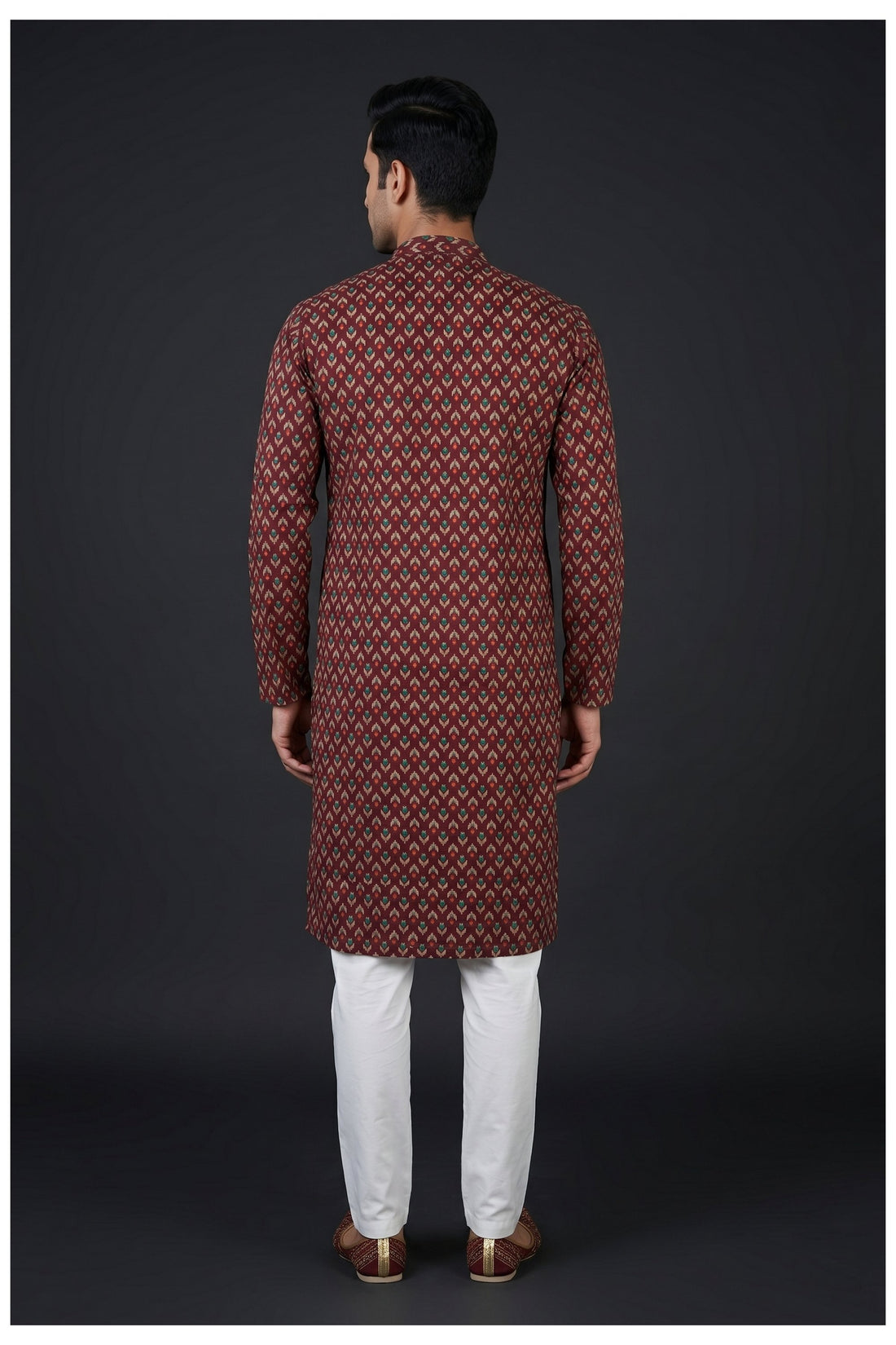 Maroon Ethnic Motif Printed Kurta