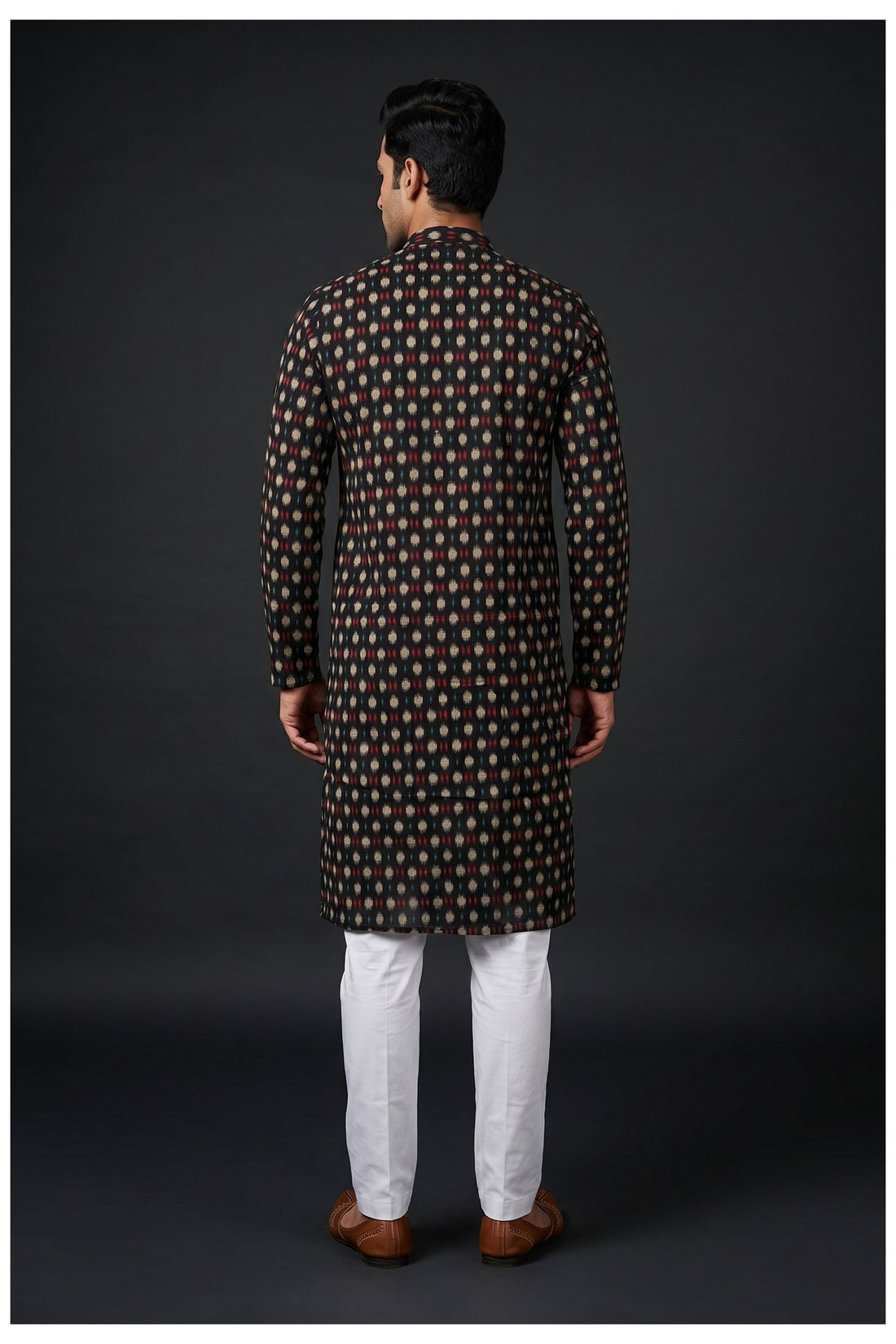 Black Abstract Printed Men'S Kurta
