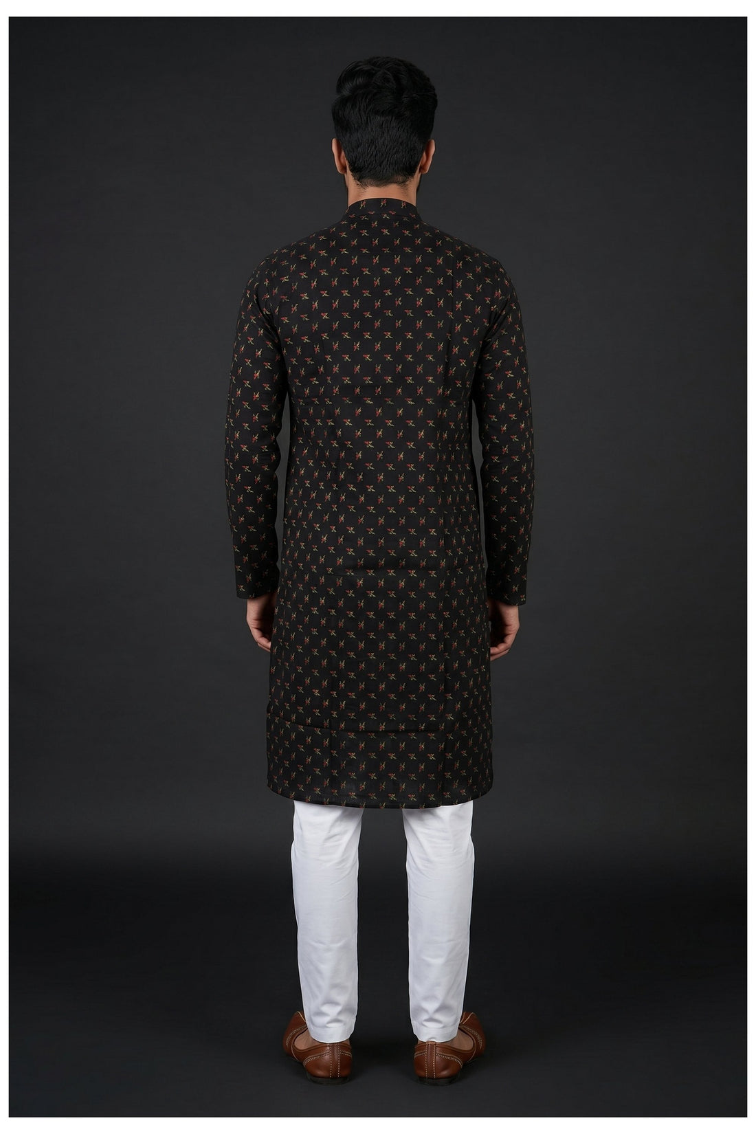 Black Ethnic Motif Printed Kurta