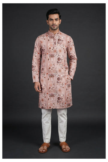 Dusty Pink Abstract Printed Kurta