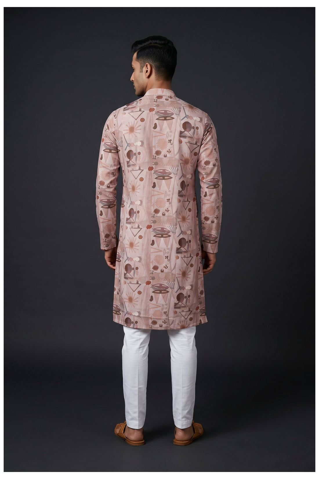 Pale Rose Abstract Printed Men'S Kurta