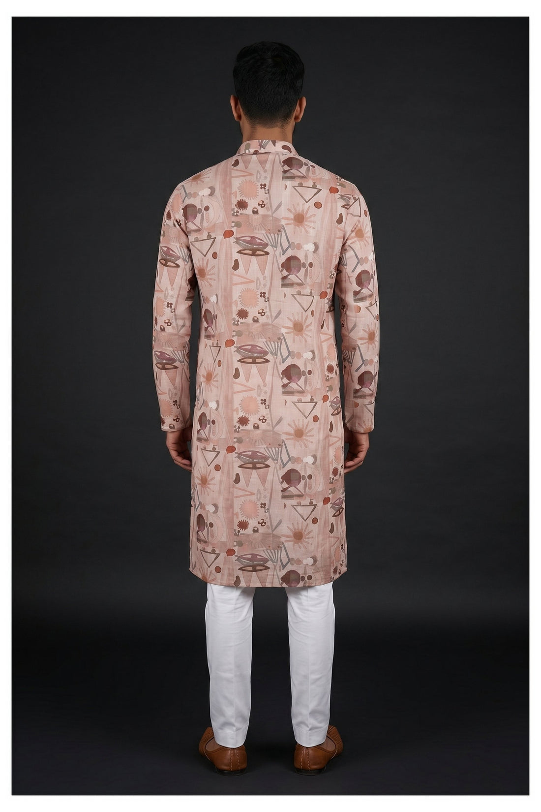 Peach Abstract Printed Kurta