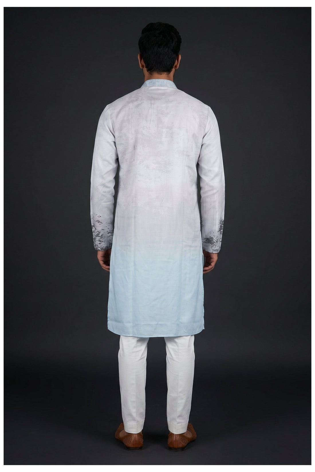 Sky Blue Scenic Printed Kurta