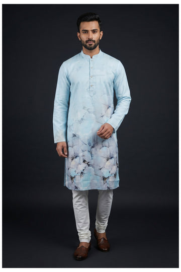 Sky Blue Floral Printed Kurta Set