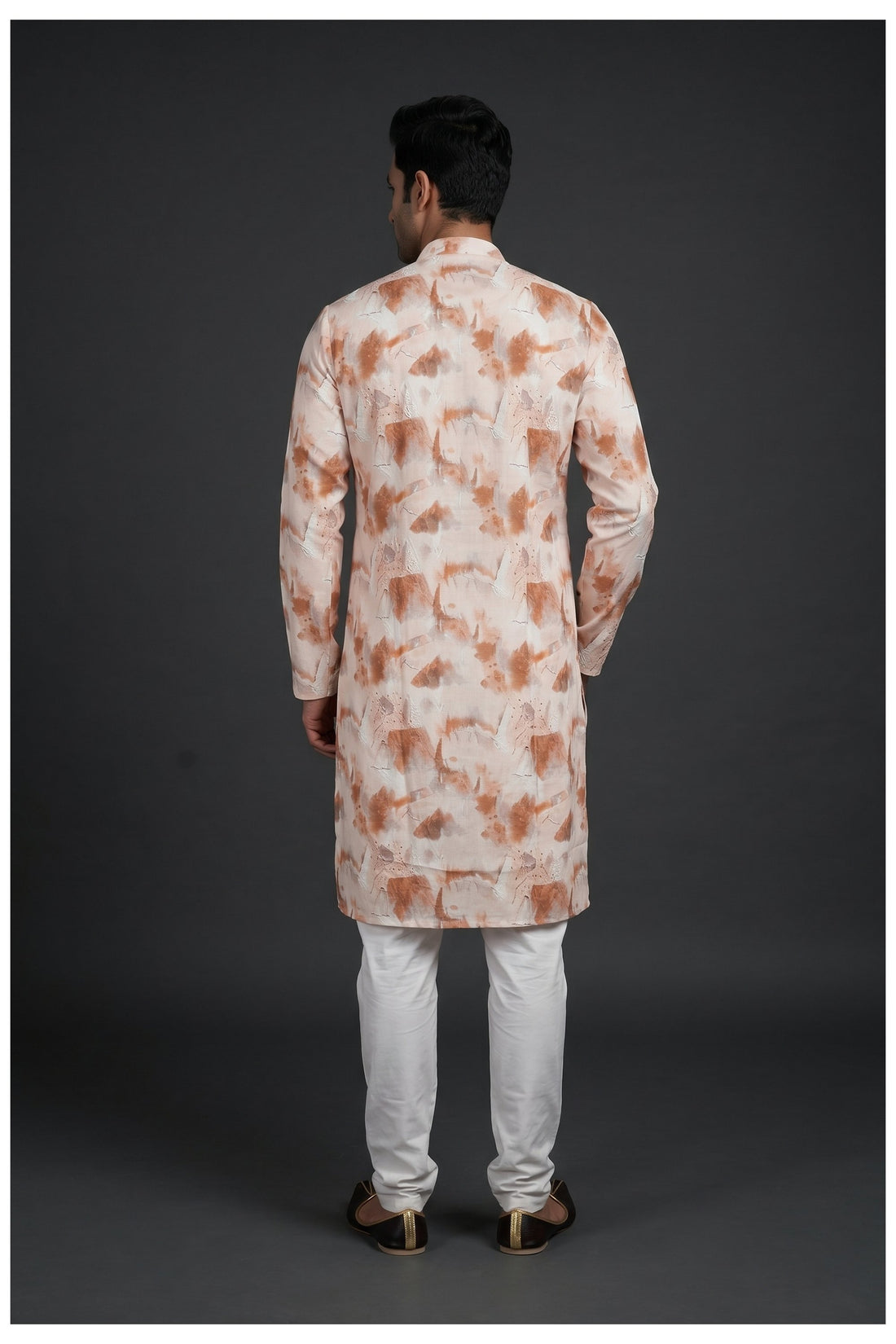 Peach Abstract Printed Men’S Kurta Set