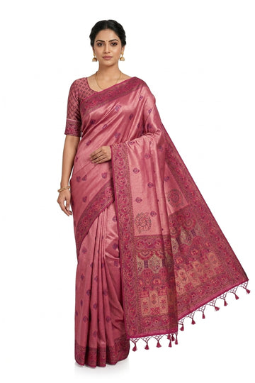 Rose Pink Banarasi Art Silk Saree