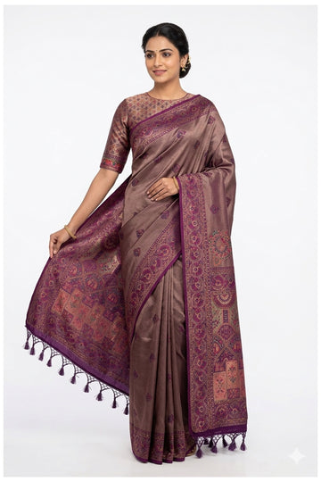 Mauve Purple Banarasi Art Silk Saree
