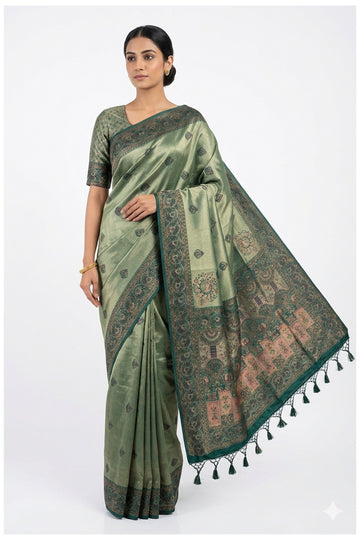 Sage Green Banarasi Art Silk Saree