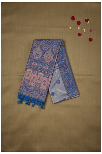 Steel Blue Banarasi Art Silk Wedding Saree
