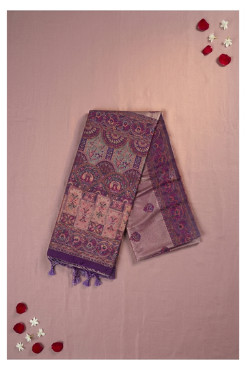 Lavender Purple Banarasi Art Silk Wedding & Party Wear Saree