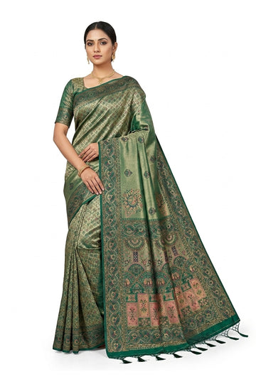 Emerald Green Banarasi Art Silk Saree