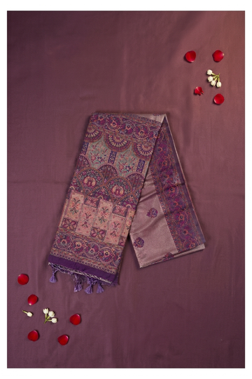 Plum Banarasi Art Silk Wedding Party Saree