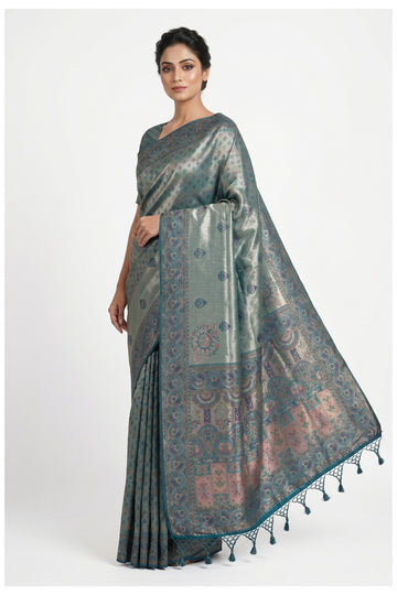 Teal Blue Banarasi Art Silk Saree