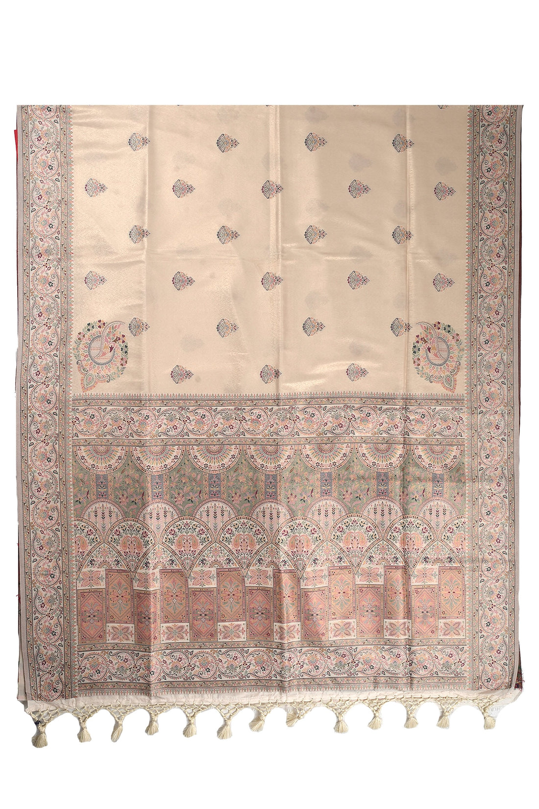 Cream Banarasi Art Silk Saree