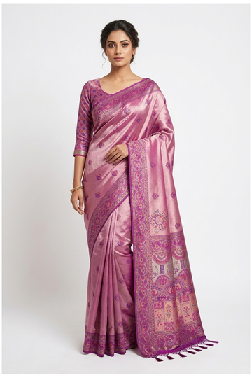 Orchid Purple Banarasi Art Silk Wedding & Party Saree