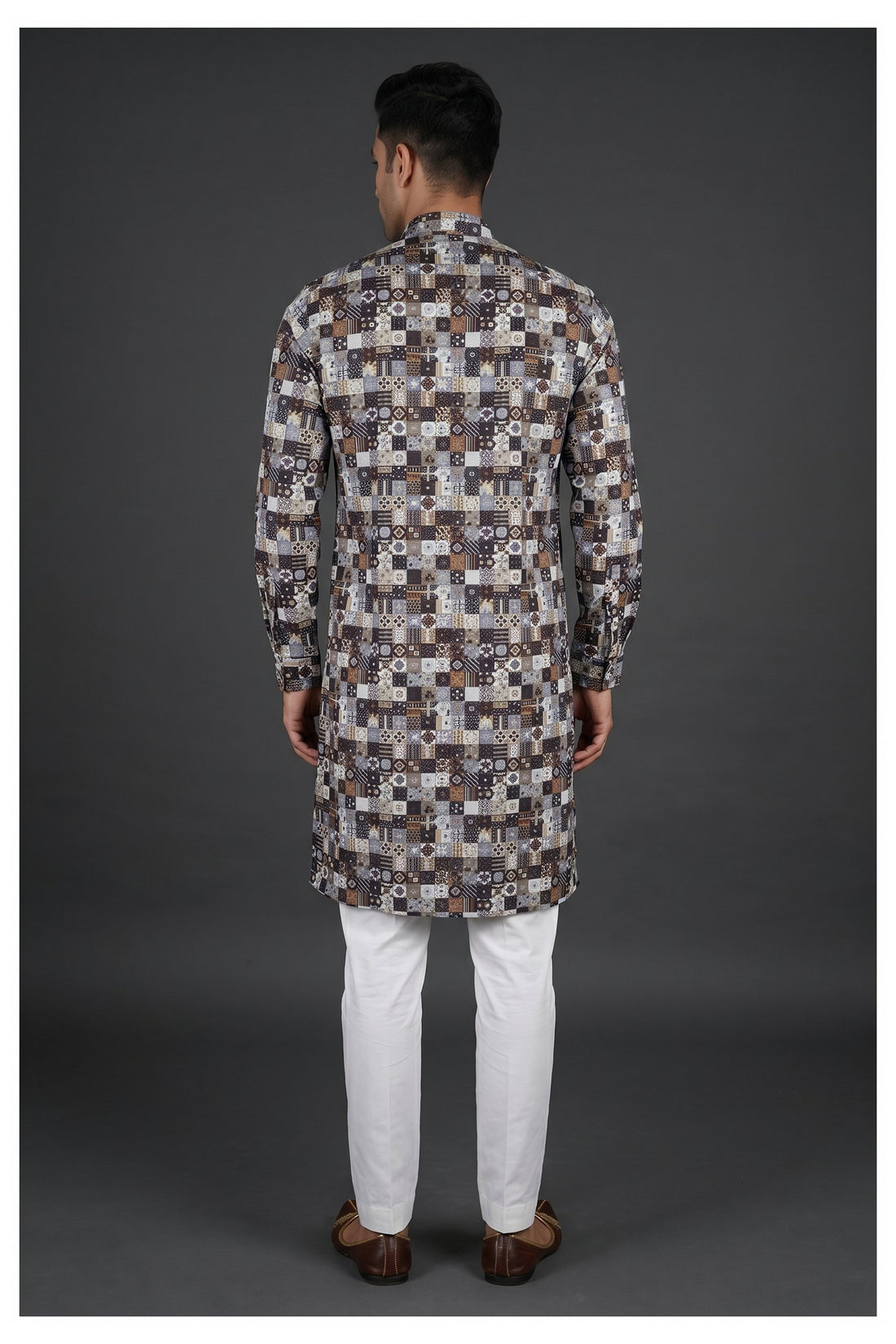 Abstract Mosaic Printed Men’S Kurta Set