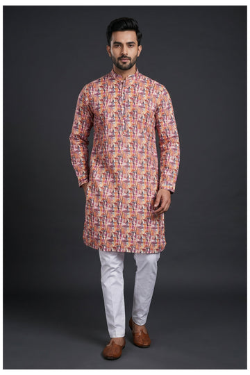Multicolor Printed Men'S Kurta
