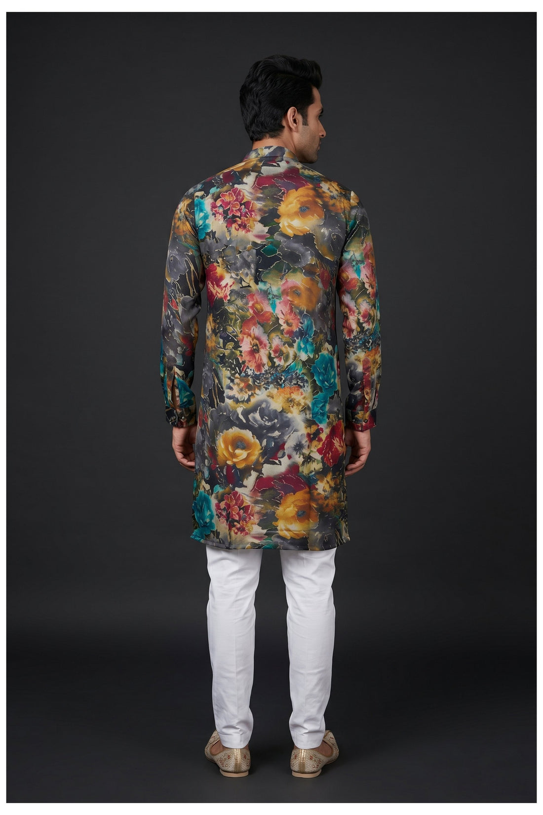 Multicolor Floral Printed Men'S Kurta