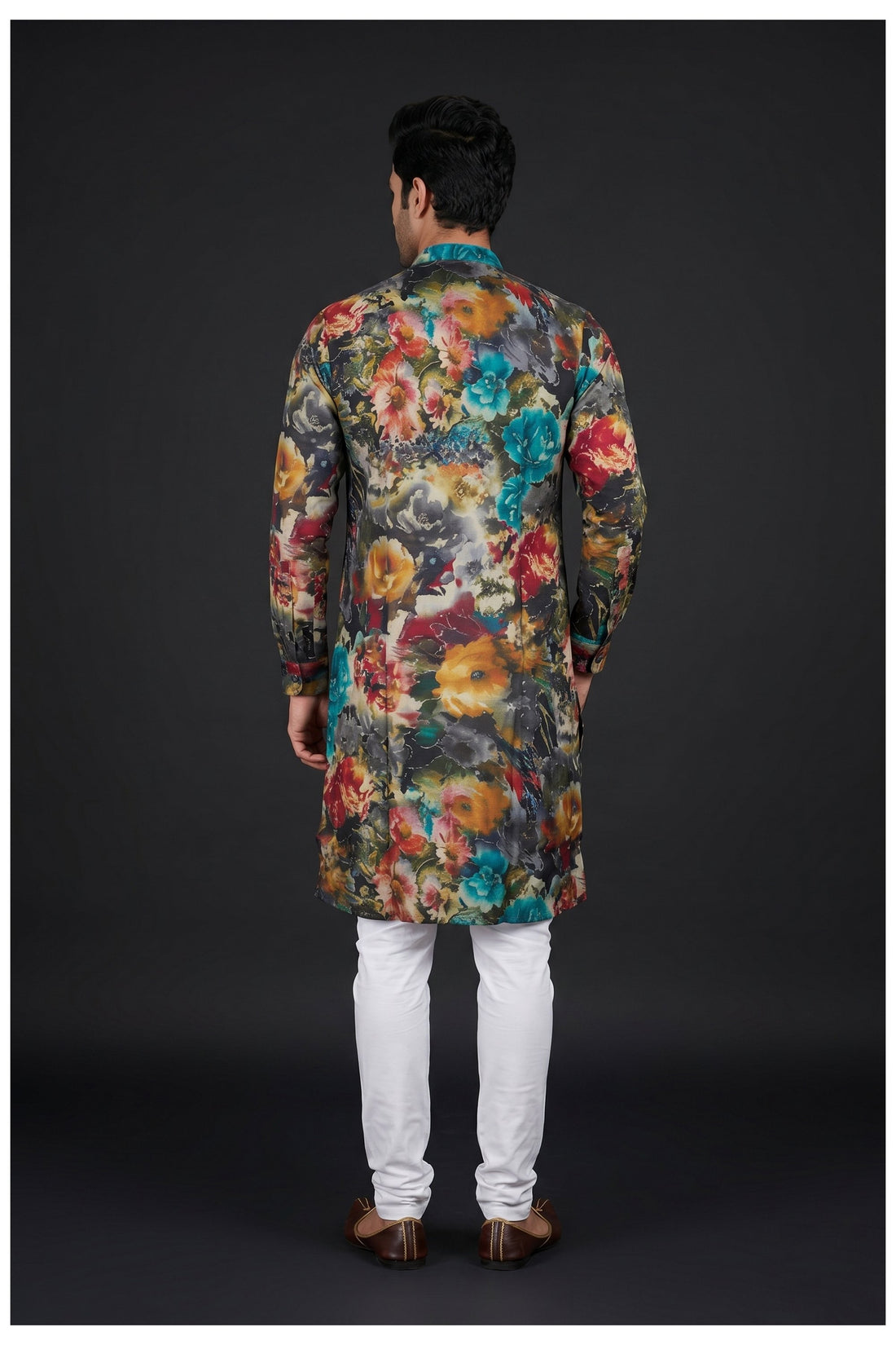 Multicolor Floral Printed Men'S Kurta