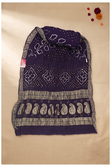 Indigo Bandhni Gajji Silk Wedding Saree