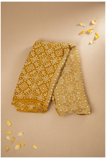 Mustard Ajrakh Art Silk Gift Purpose Saree