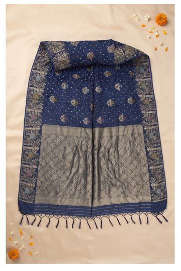 Royal Blue Bandhni Gajji Silk Wedding Saree