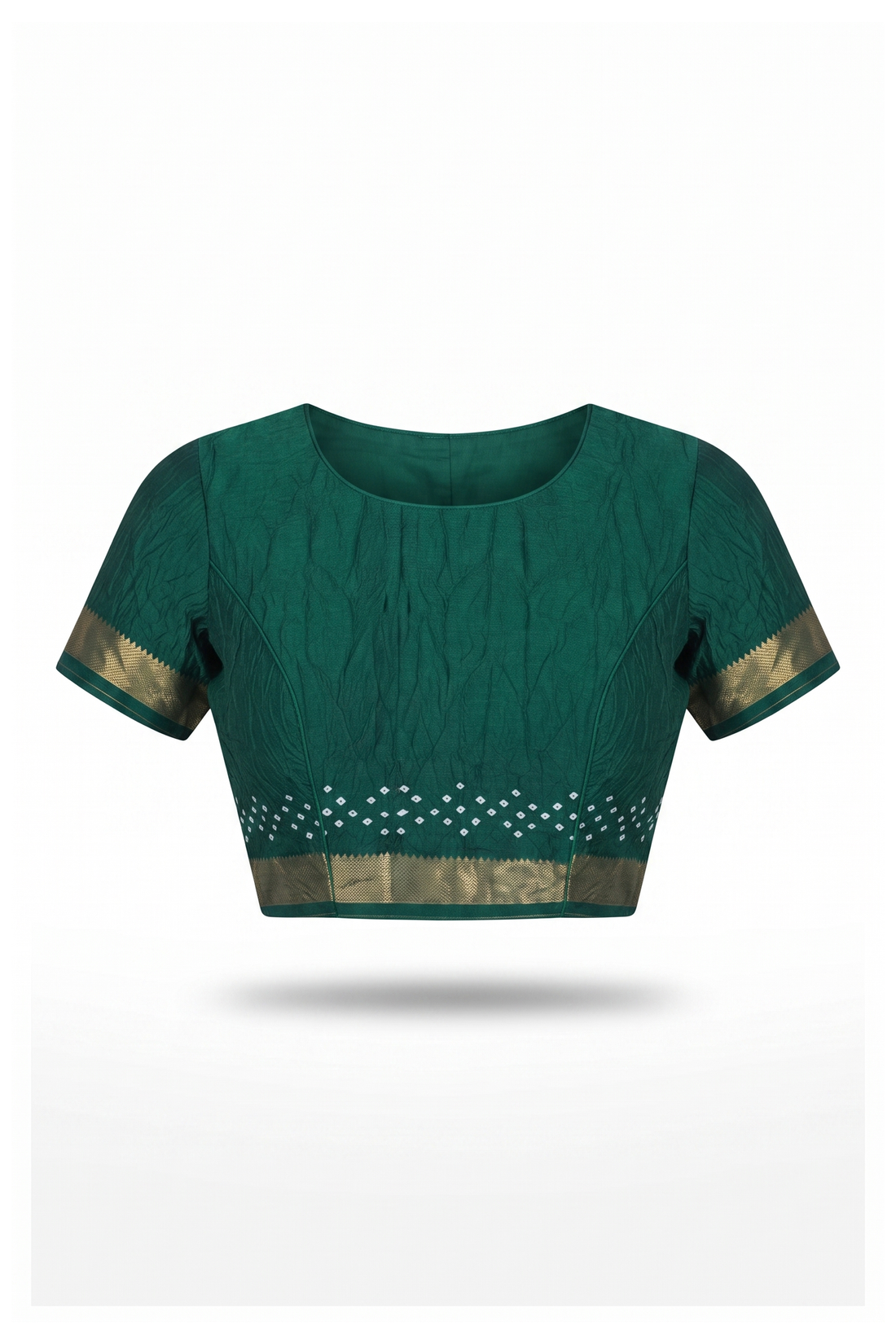 Bottle Green Bandhni Art Gajji Silk Wedding Party Saree