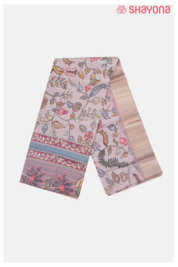 Pink Cotton Saree With Printed Jaal