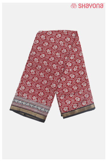 Maroon Soft Touch Printed Cotton Saree