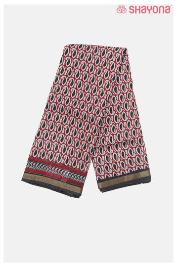 Maroon Premium Cotton Printed Saree