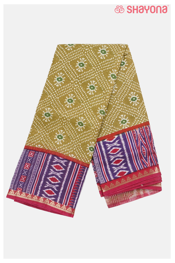 Sage Green Cotton Printed Saree