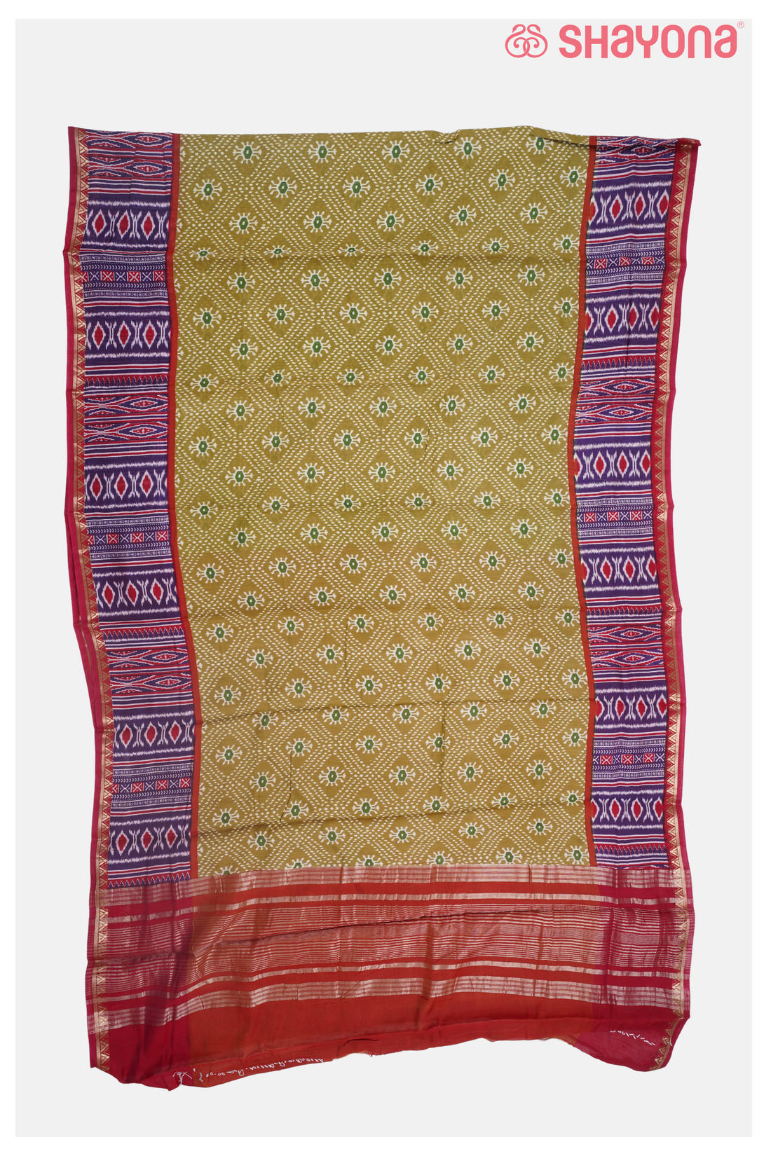 Sage Green Cotton Printed Saree
