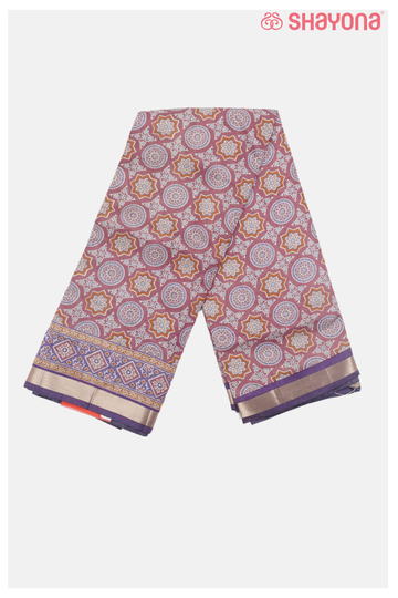 Dark Lavander Printed Premium Cotton Saree