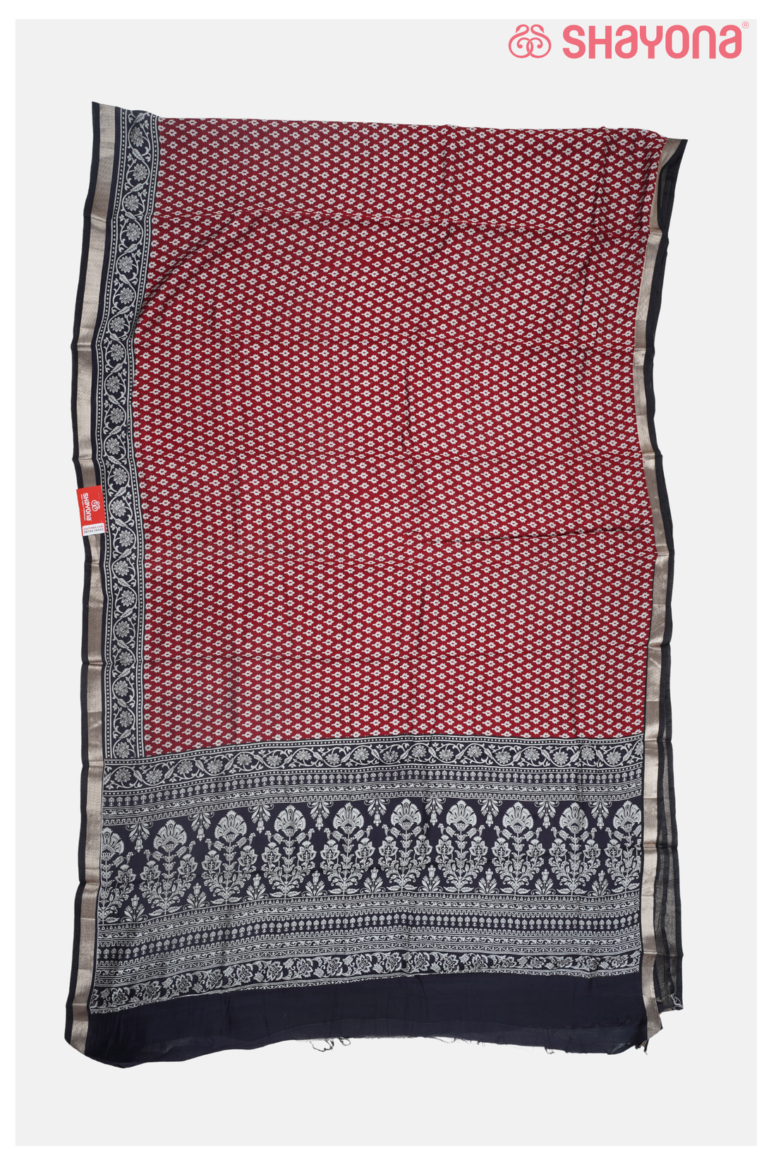 Maroon Printed Premium Cotton Saree