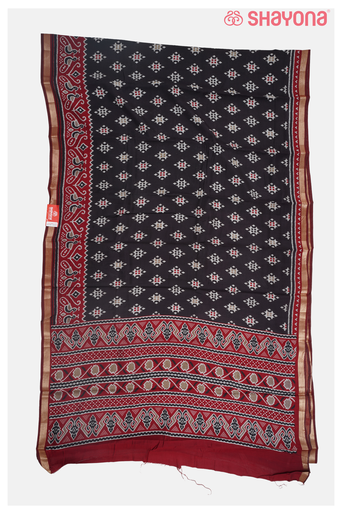 Black Printed Premium Cotton Saree