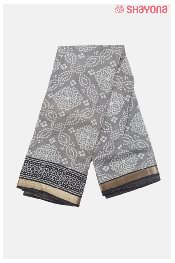 Grey Printed Cotton Saree
