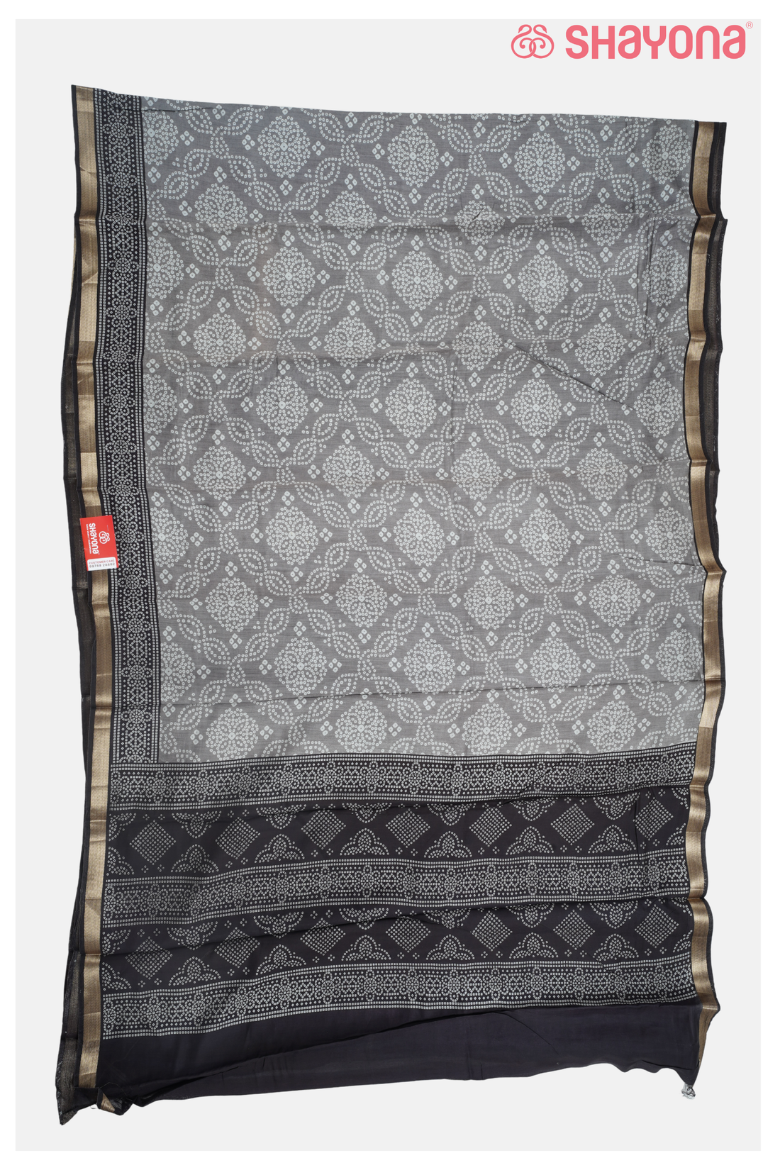 Grey Printed Cotton Saree
