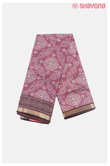 Dark Pink Printed Cotton Saree