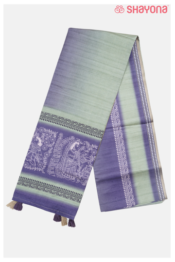 Light Aqua Printed Cotton Saree