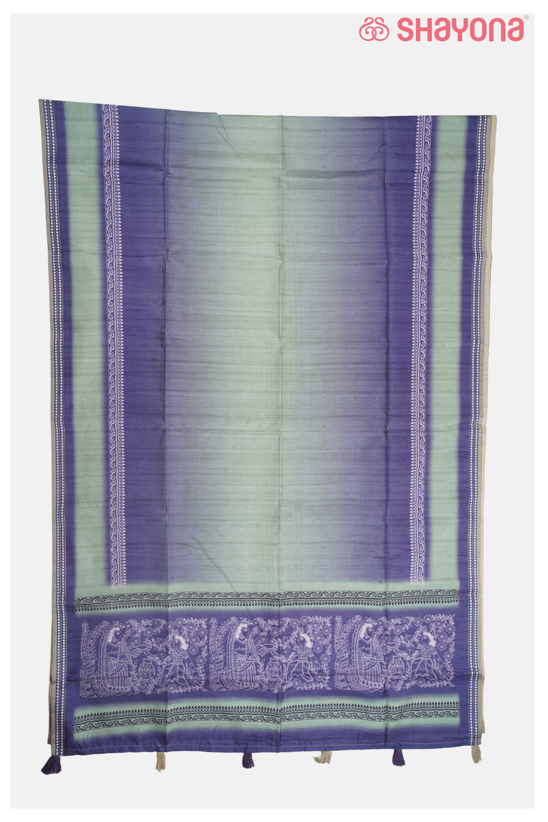 Light Aqua Printed Cotton Saree