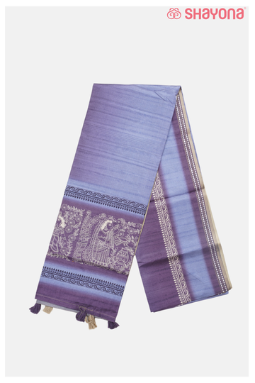 Amethyst Purple Printed Cotton Saree