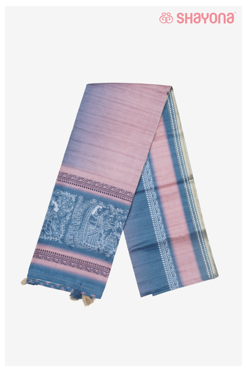 Rose Gold Printed Cotton Saree