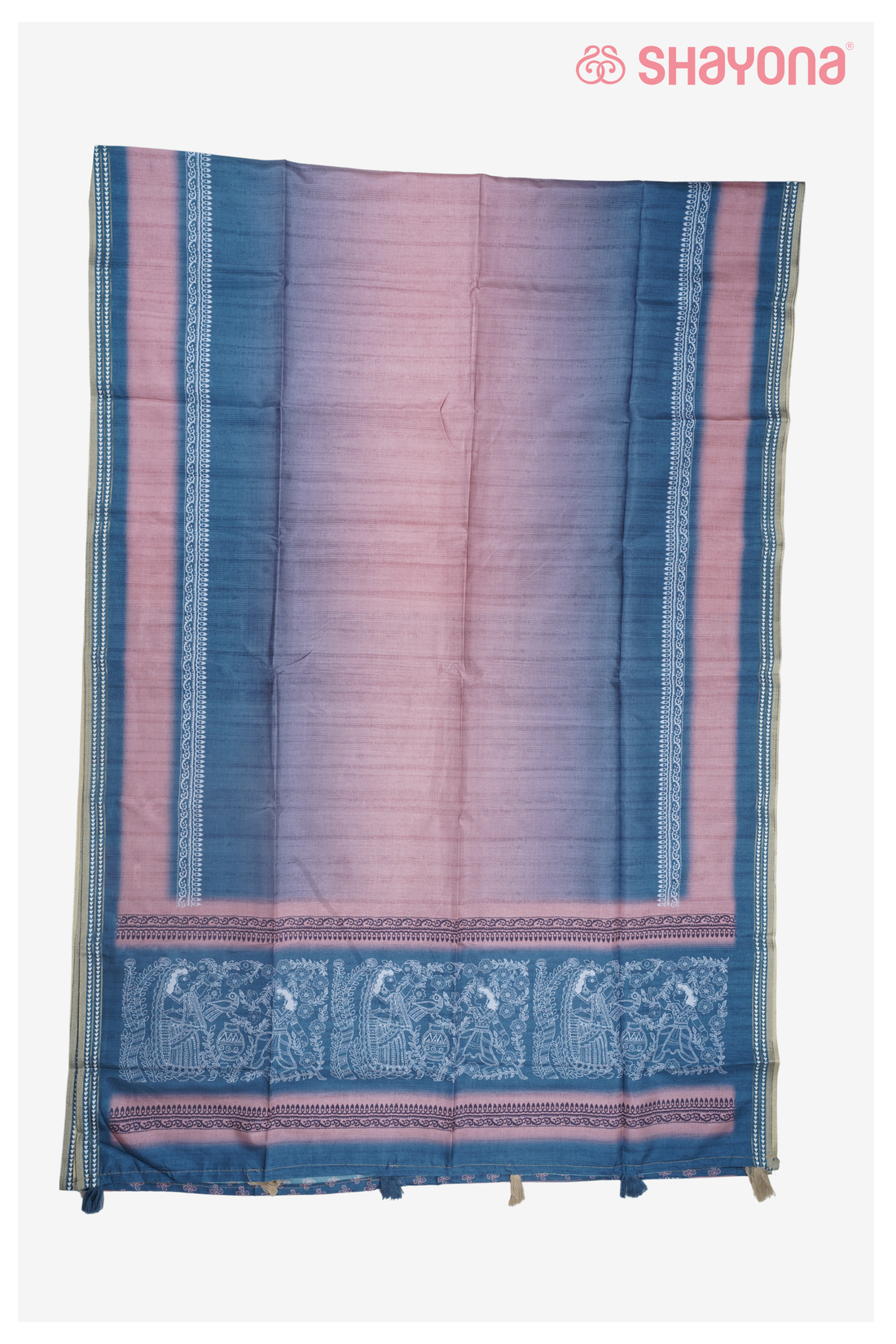 Rose Gold Printed Cotton Saree