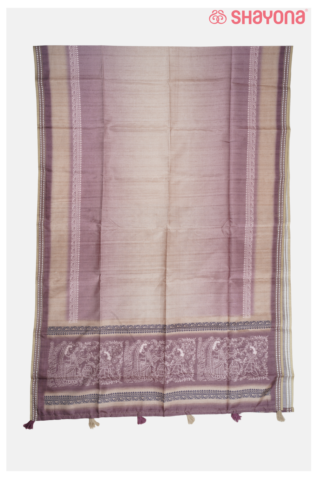 Light Rose Gold With Printed Cotton Saree