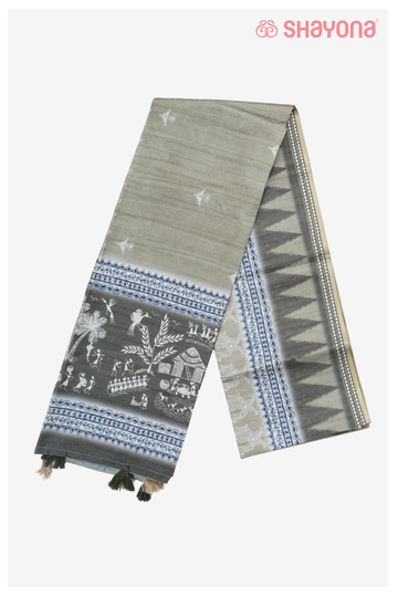 Sage Green Printed Cotton Saree