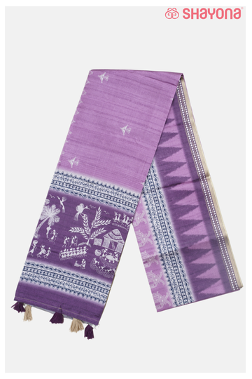 Onion Purple Printed Cotton Saree