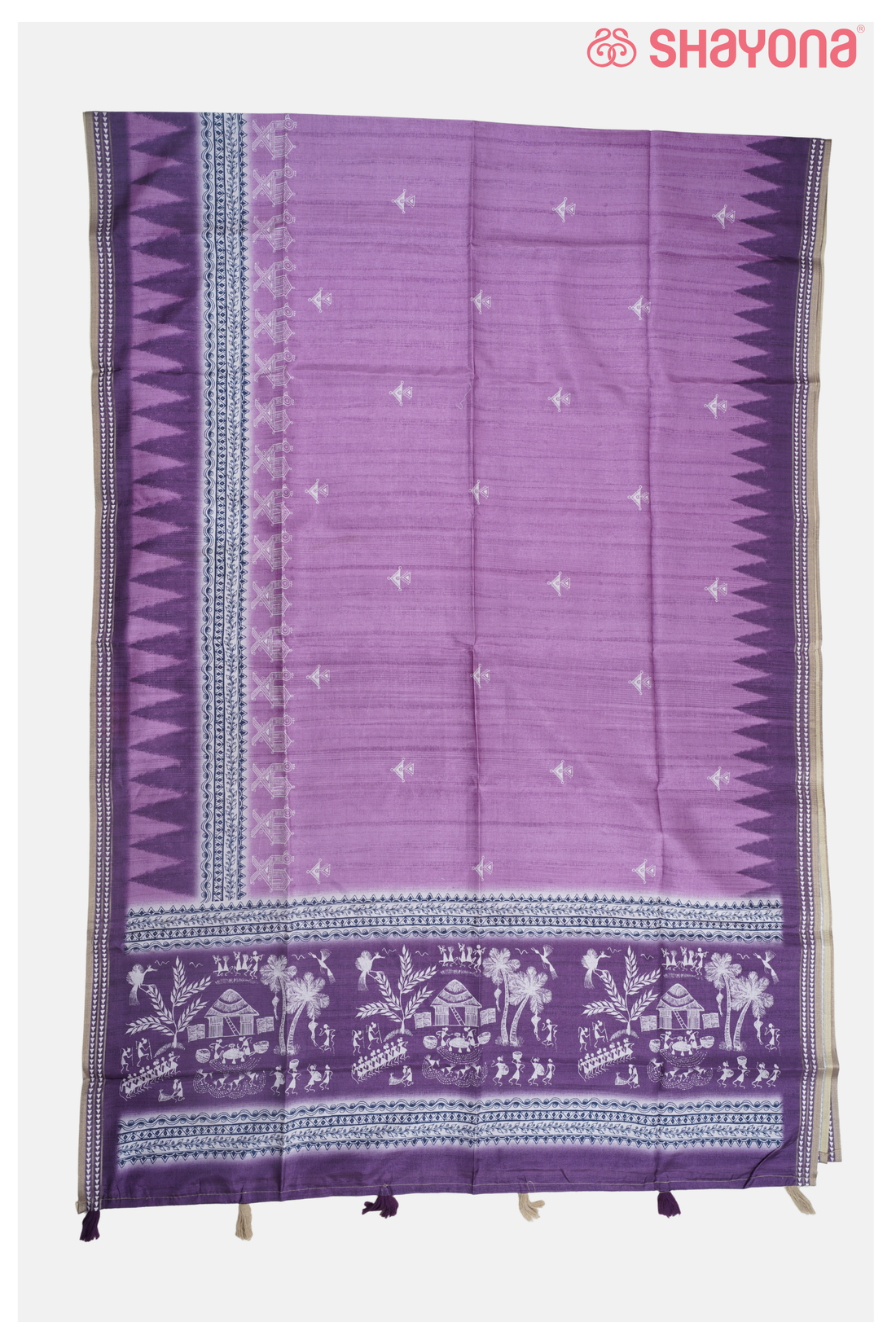 Onion Purple Printed Cotton Saree