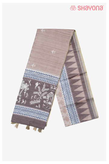 Light Rose Gold Printed Soft Touch Cotton Saree